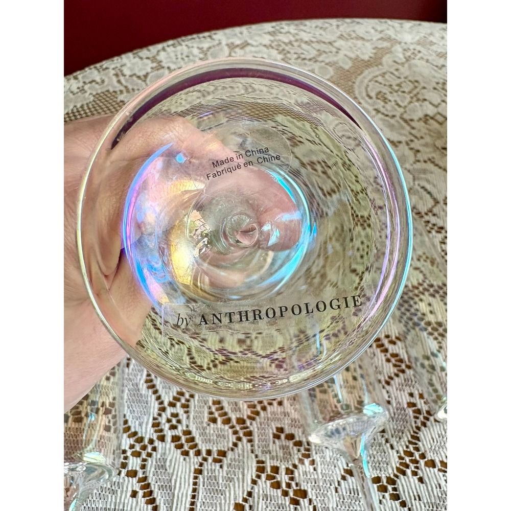Anthropologie Morgan Champagne Flute Set 4 Pearl Glassware Elegant Wedding Toast - Picture 8 of 8